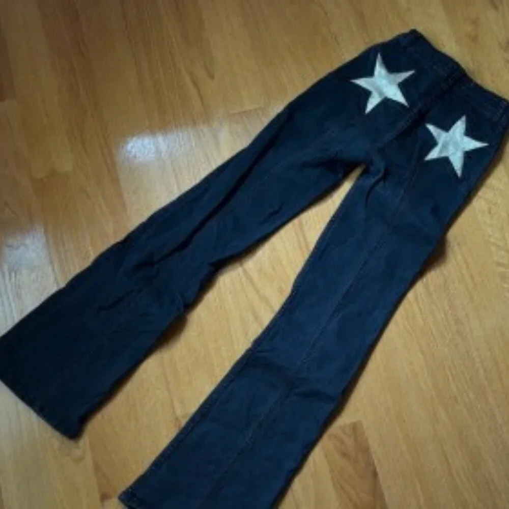 Free People Firecracker Flare Black Star Jeans High Rise Size 25 - Picture 3 of 8